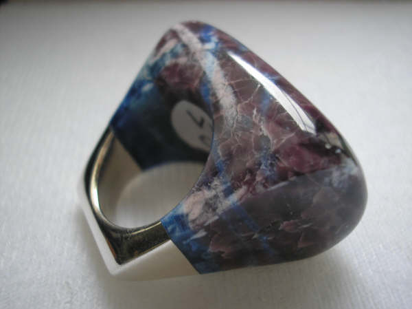 volcanic tectite stone, hand made ring